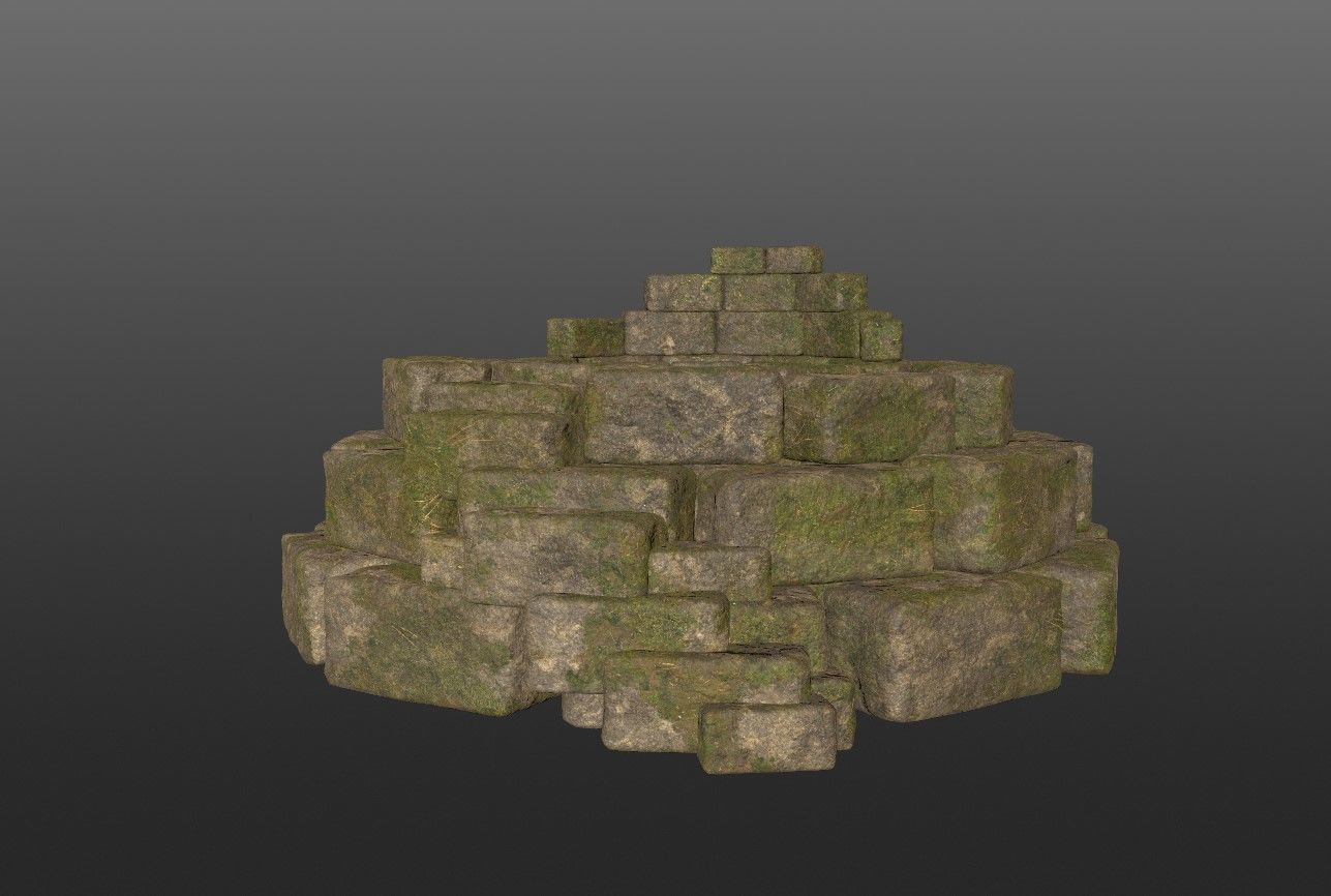 8K Ancient Sanctuary tomb red bricks and free forest material 3D model_9