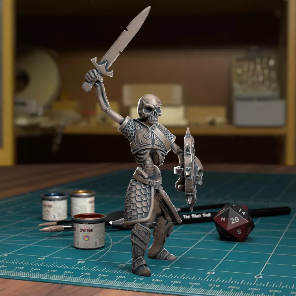 Undead Skeleton 007 - Pre-Supported - DnD - 32mm Fantasy minis 3D print model_0