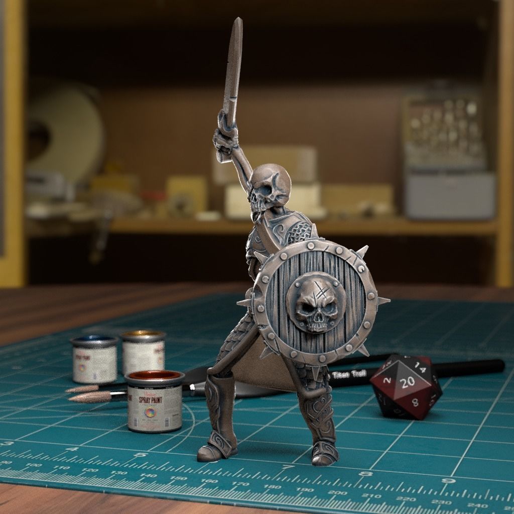 Undead Skeleton 007 - Pre-Supported - DnD - 32mm Fantasy minis 3D print model_1