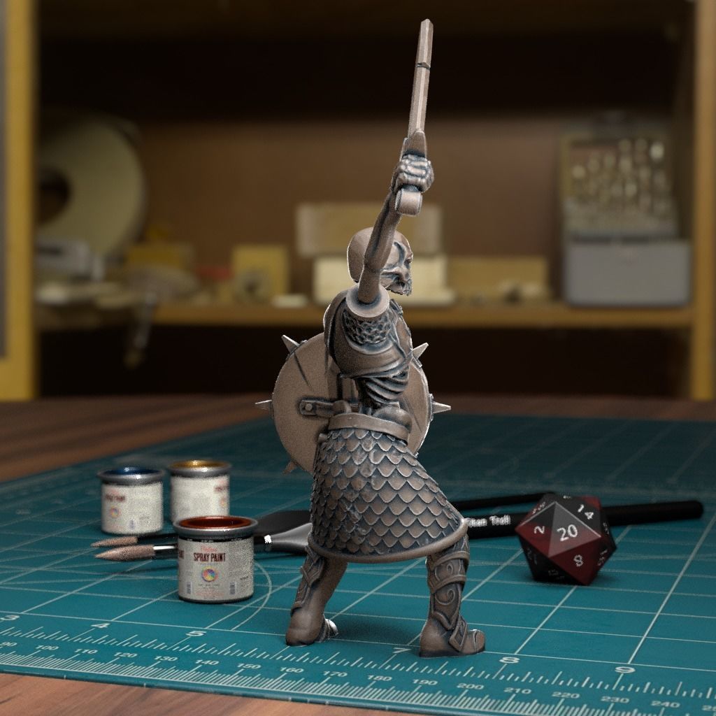 Undead Skeleton 007 - Pre-Supported - DnD - 32mm Fantasy minis 3D print model_3