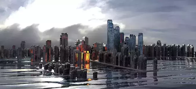 Cityscape ocean scene