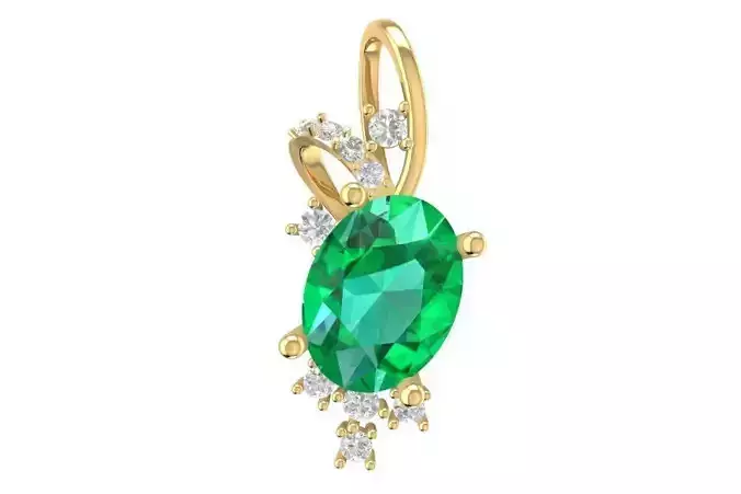 Elegant Oval Emerald Diamond Pendant Jewelry 1900