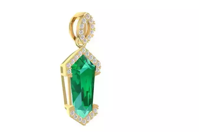 Geometric Green Gemstone Diamond Pendant for Women 1898