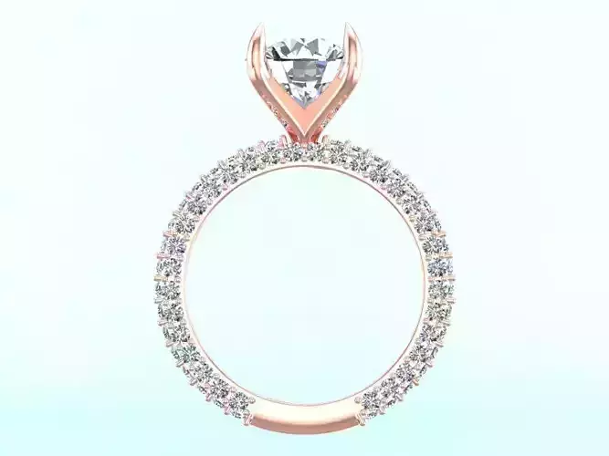 Diamond Rings - Womens Rings - Three rows of stones ring