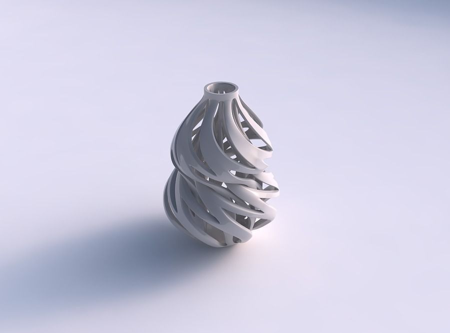 Vase curved twisted wide top with intertwining lines twisted ... 3D print model_0