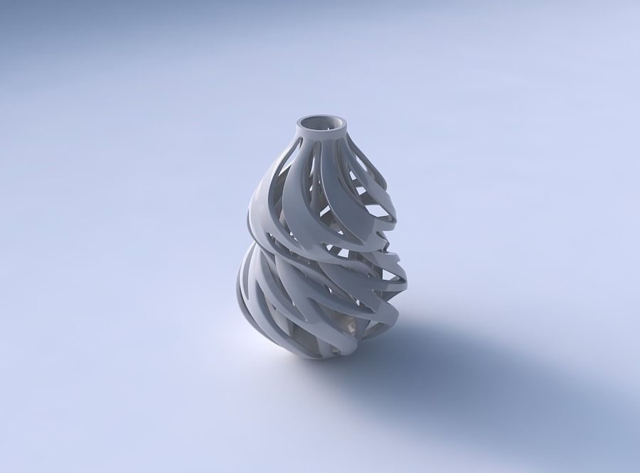 Vase curved twisted wide top with intertwining lines twisted ... 3D print model_3