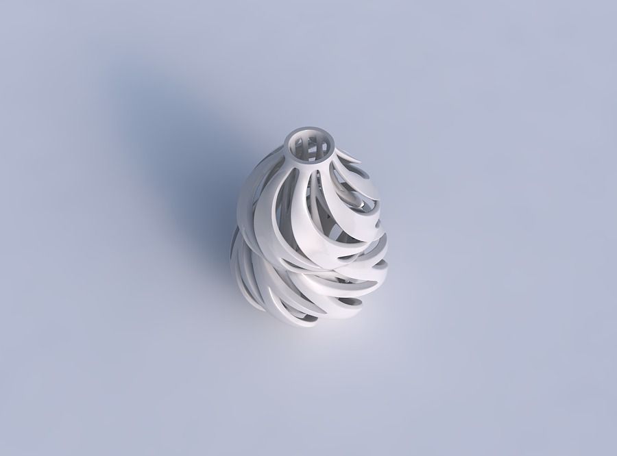 Vase curved twisted wide top with intertwining lines twisted ... 3D print model_1