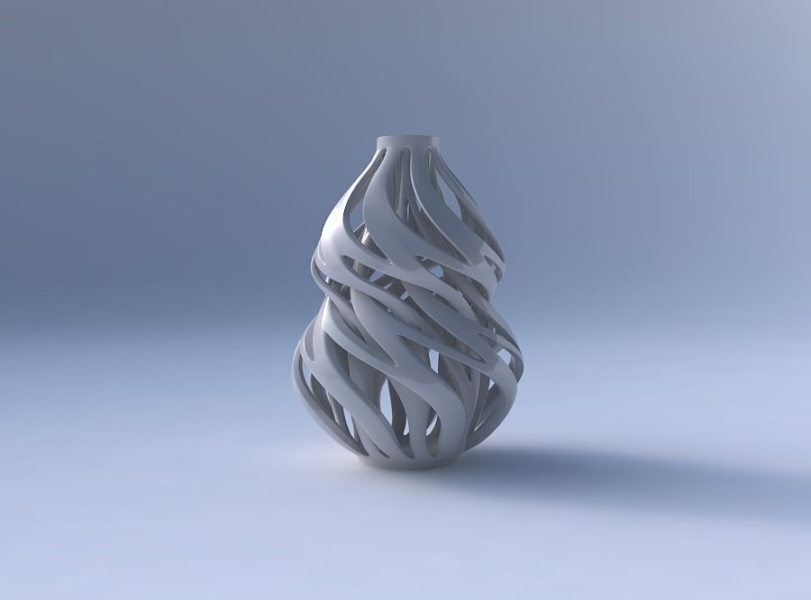 Vase curved twisted wide top with intertwining lines twisted ... 3D print model_4