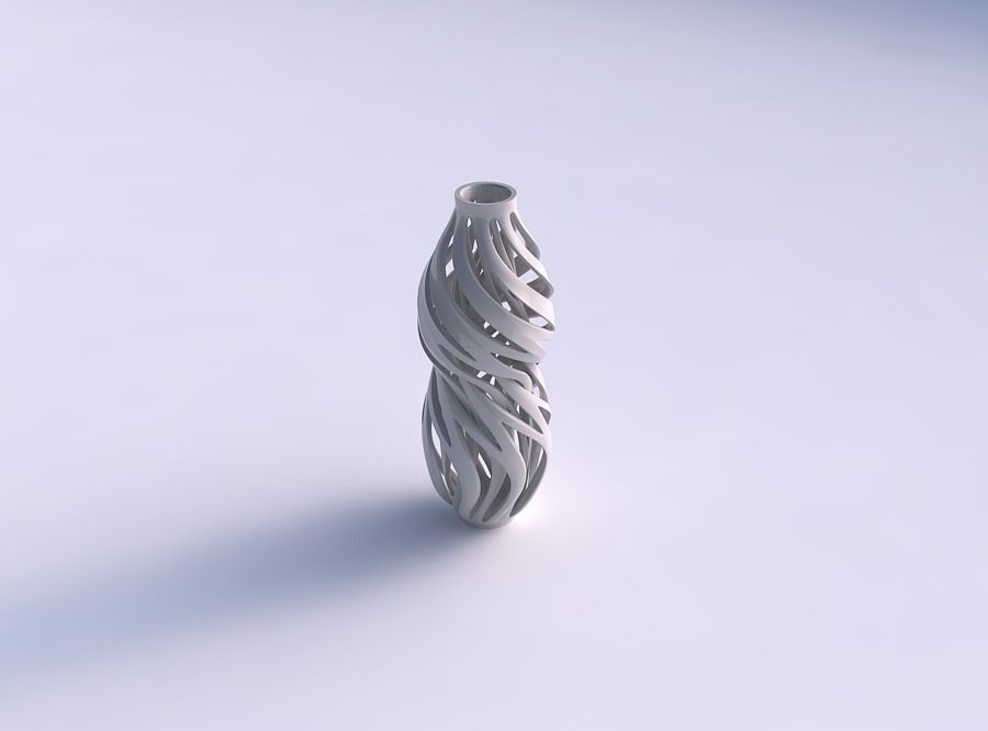 Vase curved twisted wide top with intertwining lines twisted ... 3D print model_0