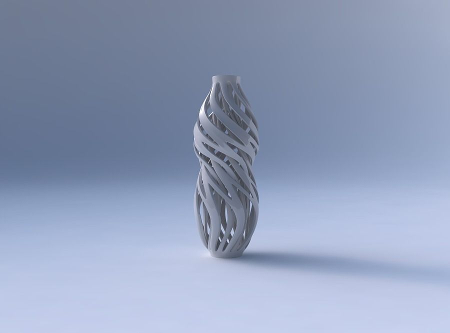 Vase curved twisted wide top with intertwining lines twisted ... 3D print model_4