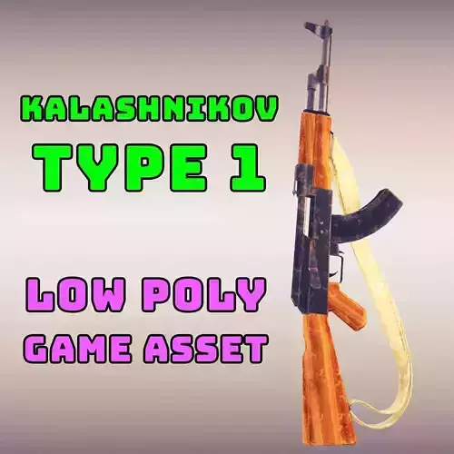Low poly game asset - AK-47 Type 1 - PBR