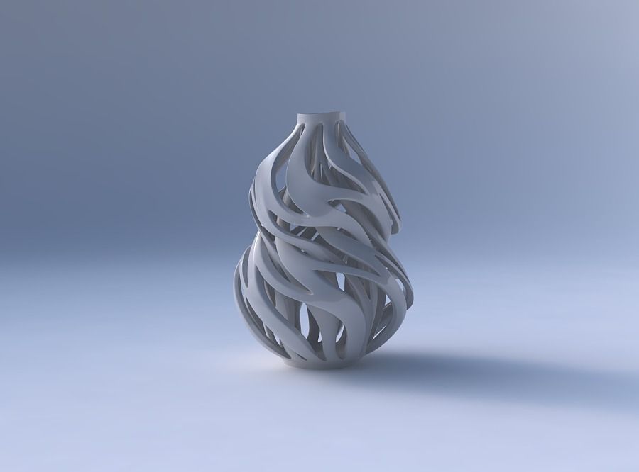 Vase curved twisted wide top with intertwining lines twisted ... 3D print model_4