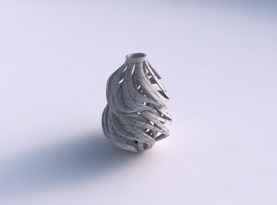Vase curved twisted wide top with intertwining lines twisted ... 3D print model_5