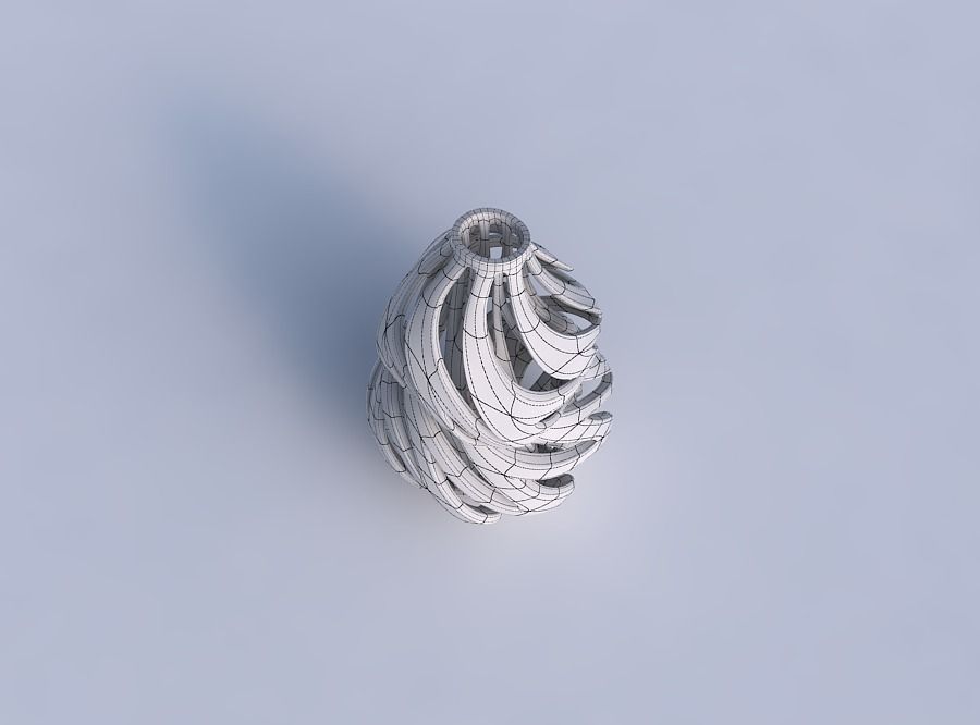 Vase curved twisted wide top with intertwining lines twisted ... 3D print model_6