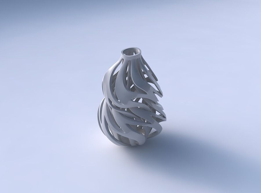 Vase curved twisted wide top with intertwining lines twisted ... 3D print model_3