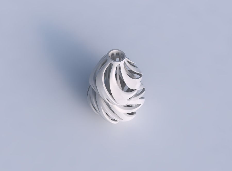 Vase curved twisted wide top with intertwining lines twisted ... 3D print model_1