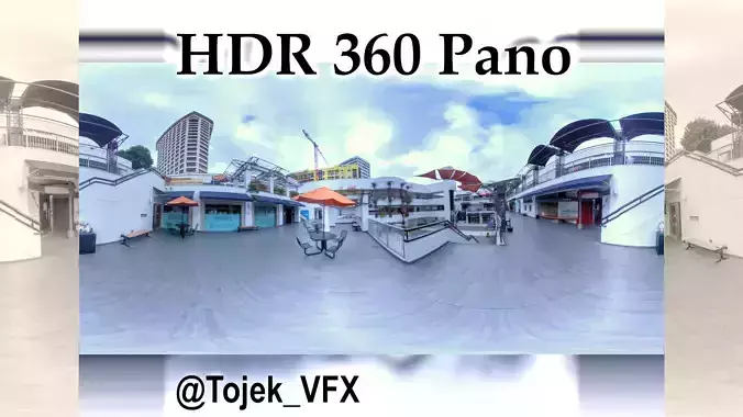 HDR 360 Pano - Weller Court 108 - exterior 2nd floor restaurants