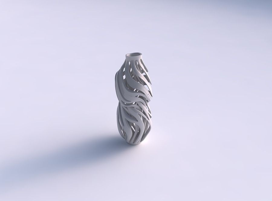 Vase curved twisted wide top with intertwining lines twisted ... 3D print model_0