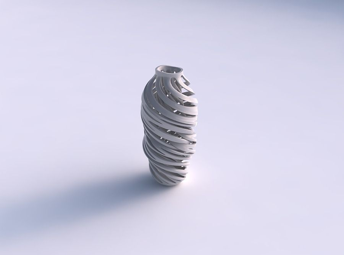 Vase curved twisted 2 with intertwining lines very twisted wavy