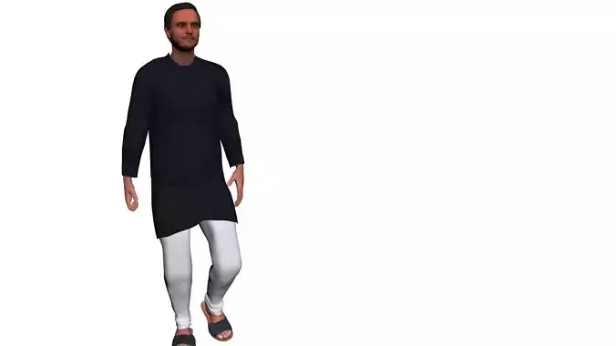 Indian man kameez kurta 3d rigged model 3D model