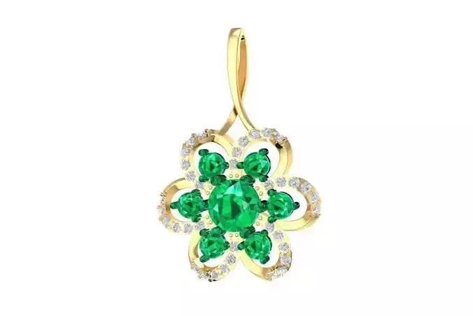 Elegant Six Petal Gemstone Flower Pendant for Women 3004 3D print model