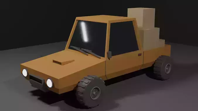 Truck Lowpoly with boxes