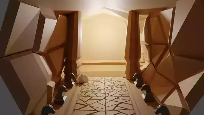 Cave 3D Low Poly unicorn head