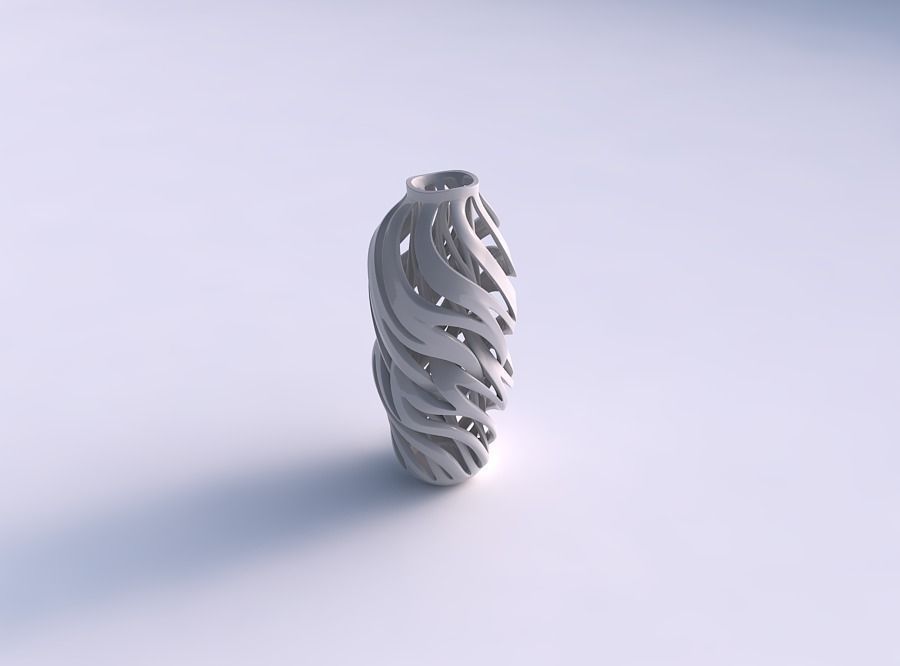 Vase curved twisted 2 with intertwining lines twisted wavy 3D print model_0
