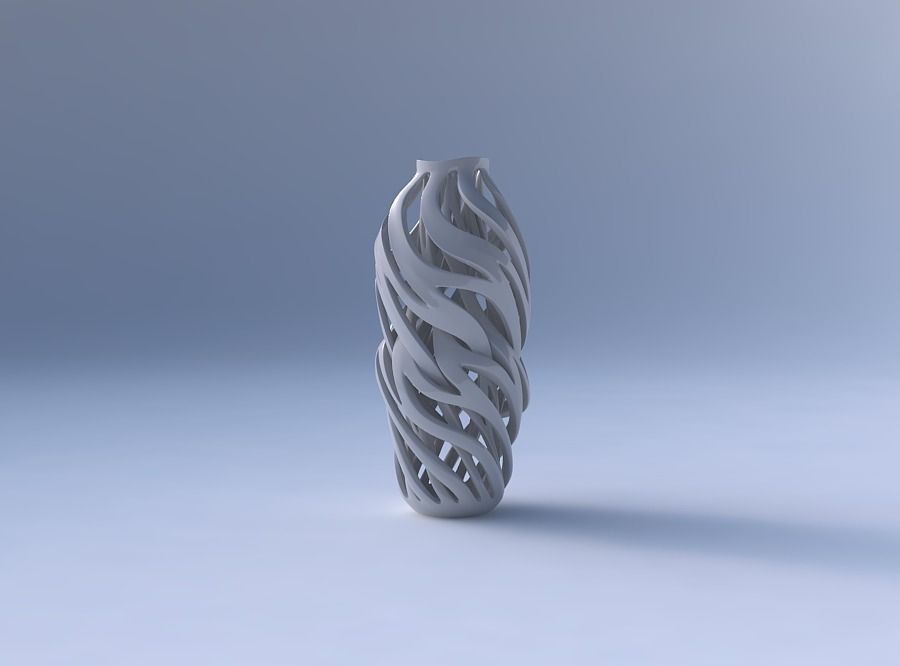 Vase curved twisted 2 with intertwining lines twisted wavy 3D print model_4