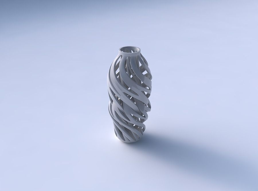 Vase curved twisted 2 with intertwining lines twisted 3D print model_3