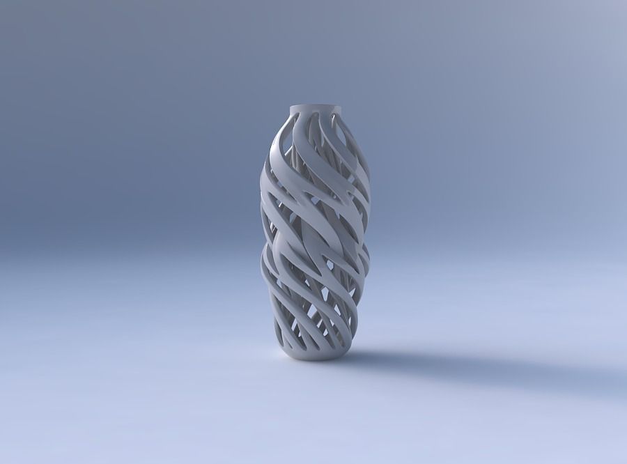 Vase curved twisted 2 with intertwining lines twisted 3D print model_4