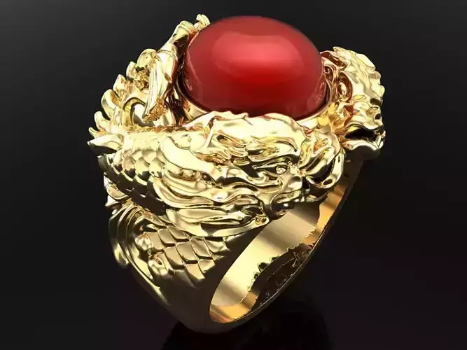 Double Dragon Carp ring - Dragon ring - Carp ring 3D print model