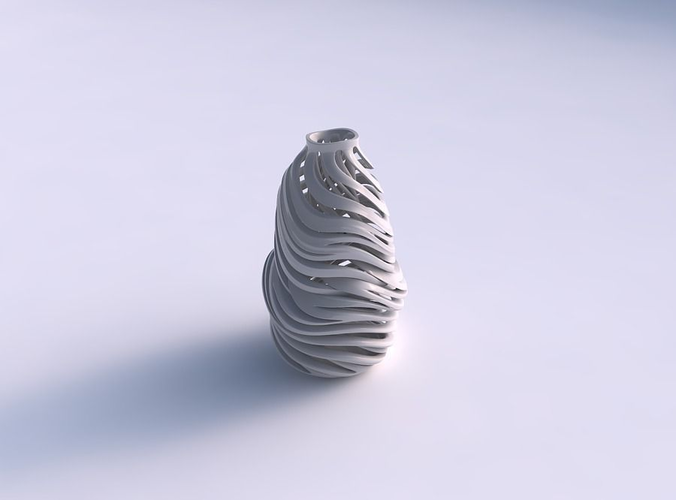 Vase curved twisted 2 with intertwining lines very twisted and tapered 2 wavy