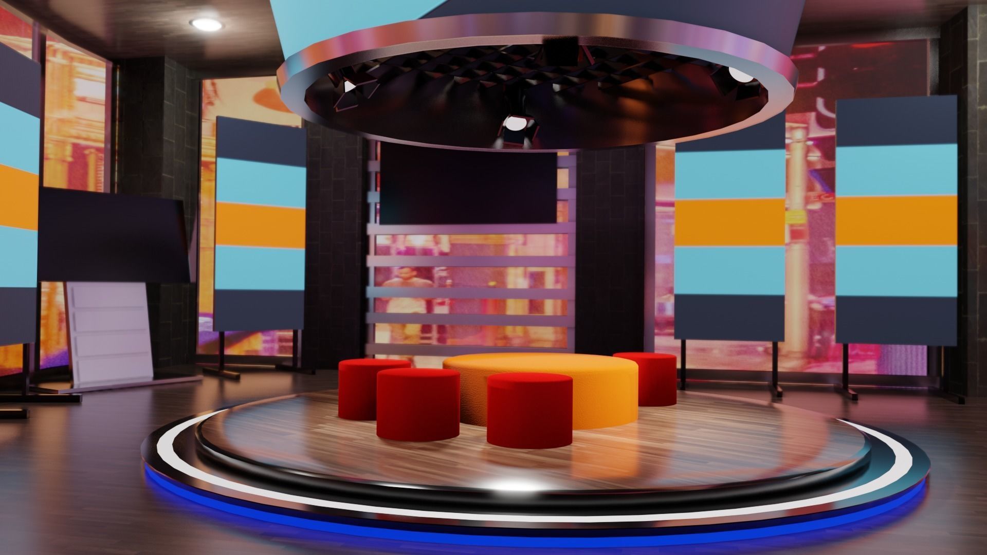 Virtual Talk Show Stage 3D model_4