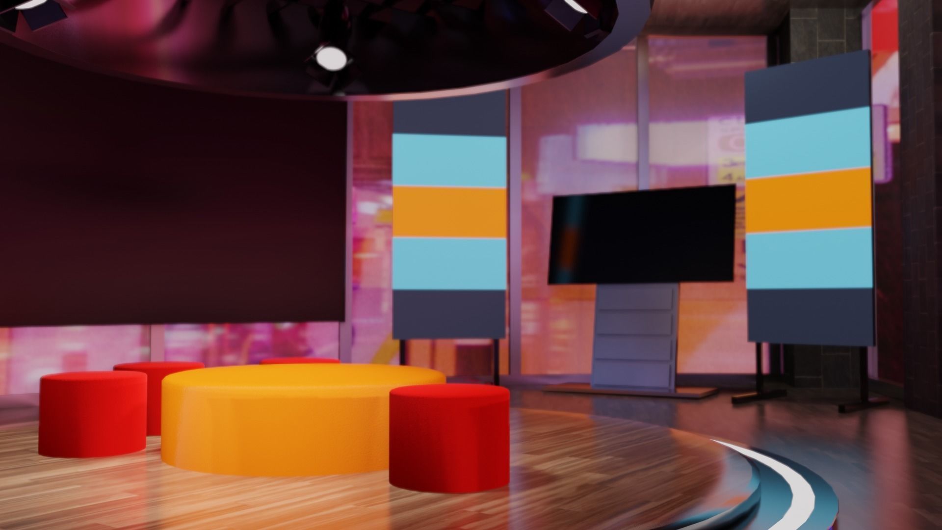 Virtual Talk Show Stage 3D model_2