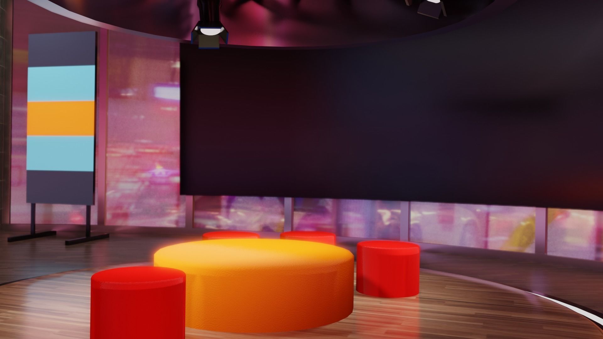 Virtual Talk Show Stage 3D model_1