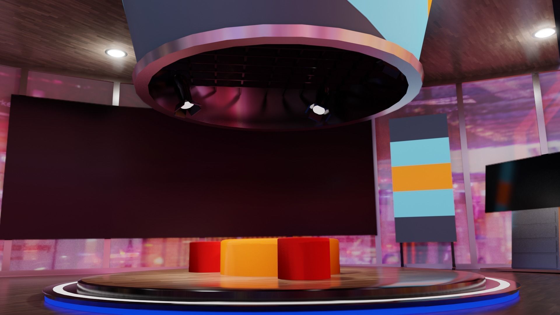 Virtual Talk Show Stage 3D model_3