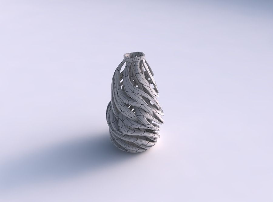 Vase curved twisted 2 with intertwining lines twisted and tap... 3D print model_5