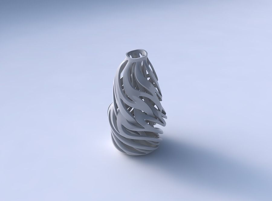 Vase curved twisted 2 with intertwining lines twisted and tap... 3D print model_3
