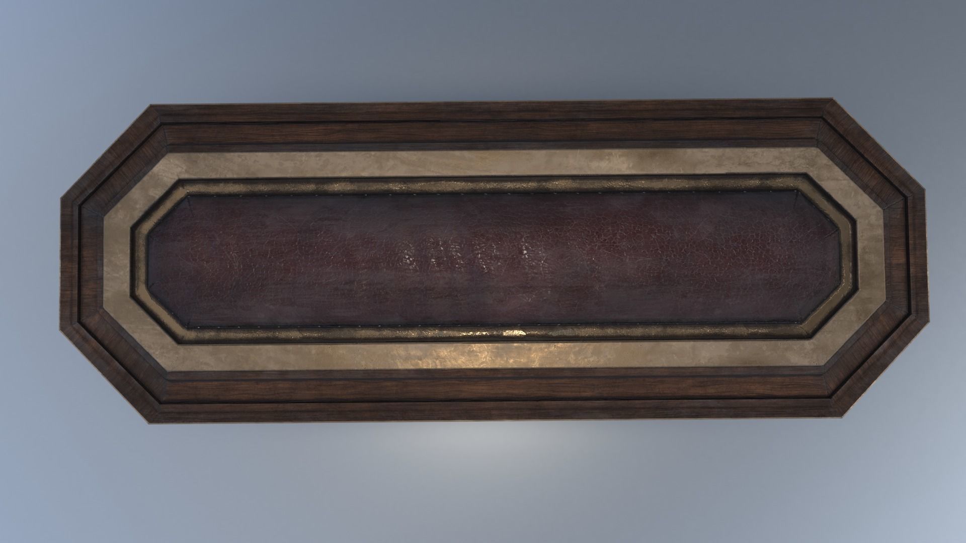 Hexagonal Wooden Coffin With Bronze Accents Low-poly 3D model_5