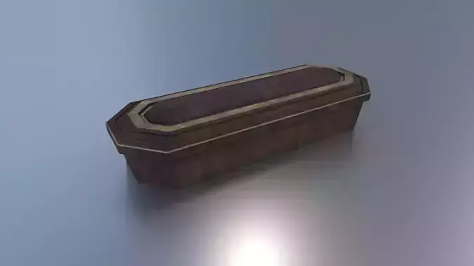 Hexagonal Wooden Coffin With Bronze Accents