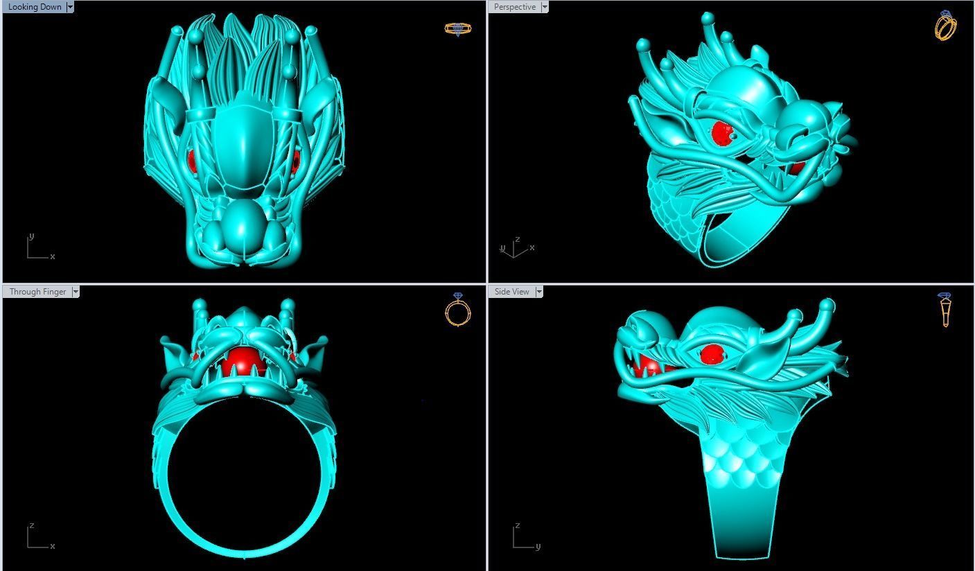 Dragon Rings - Men ring 3D print model_1