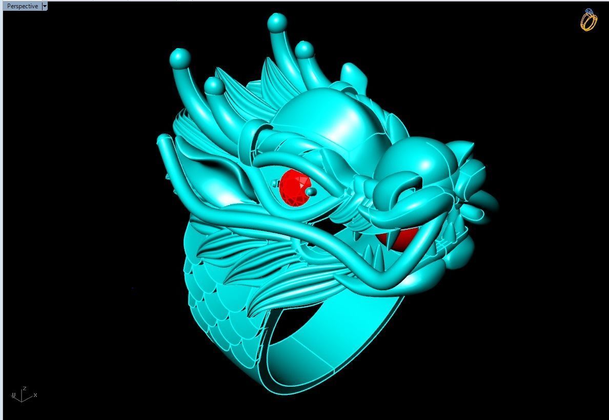 Dragon Rings - Men ring 3D print model_6