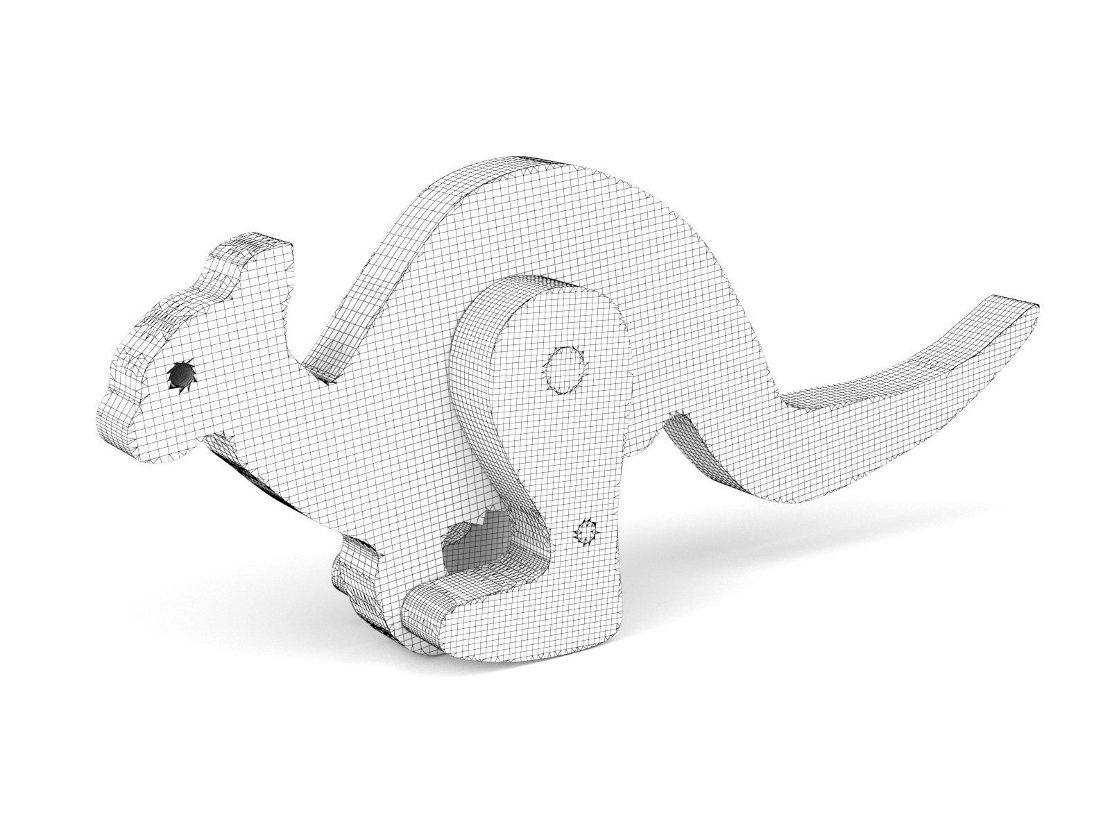 Wooden toy kangaroo 3D model_1