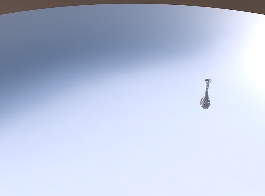 Vase curved thin neck with twisted two layered lines very twi... 3D print model_3