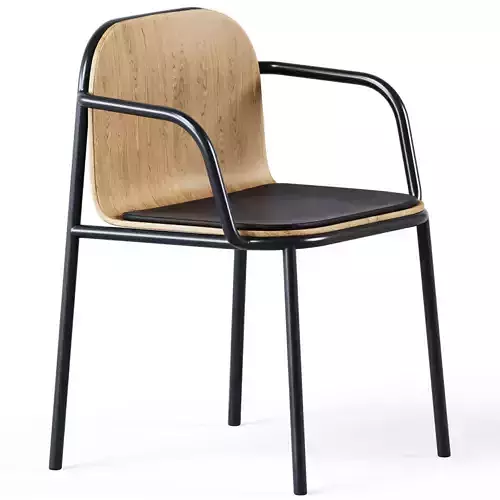 Wooden Upholstered Shell Armrest Chair by Annud