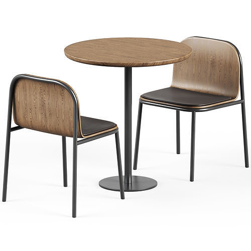 Easy Mix and Fix Table by Ton and Wooden Shell Chair by Annud 3D model