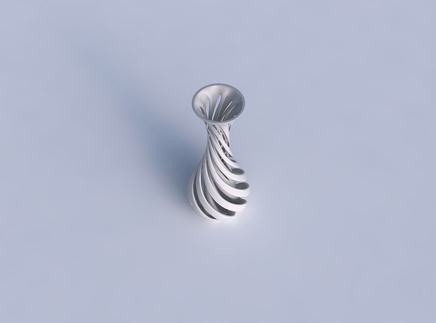 Vase curved thin neck with twisted two layered lines twisted 3D print model_1