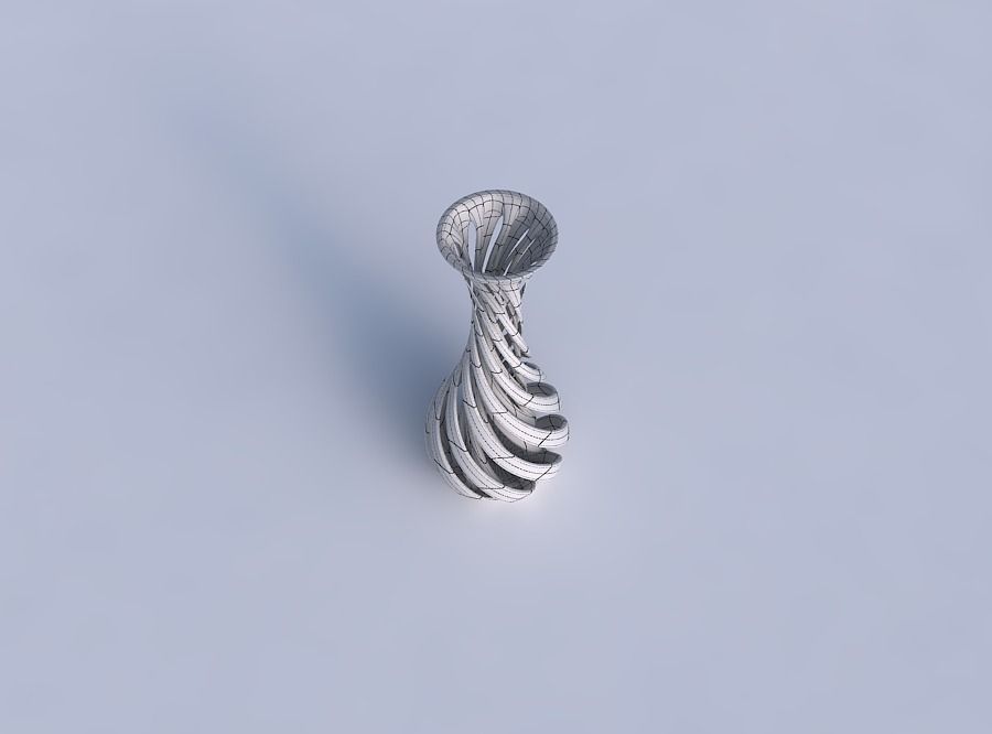 Vase curved thin neck with twisted two layered lines twisted 3D print model_6
