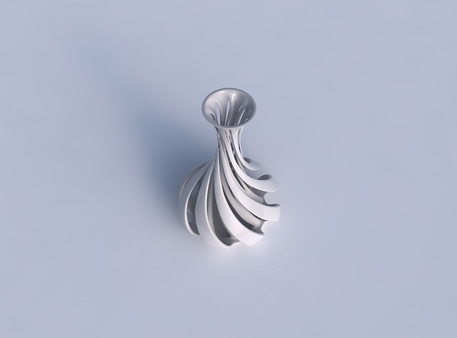 Vase curved thin neck with twisted two layered lines tapered 2 3D print model_1
